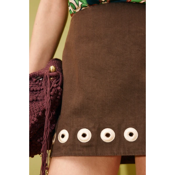 Alemais Tobe Denim Skirt  Sustainable Skirts with Alemais print - Coveti Australian Designer