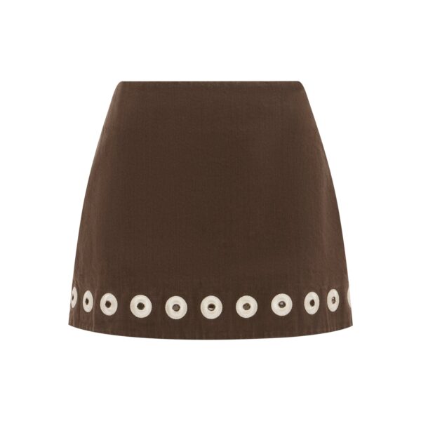 Alemais Tobe Denim Skirt  Sustainable Skirts with Alemais print - Coveti Australian Designer
