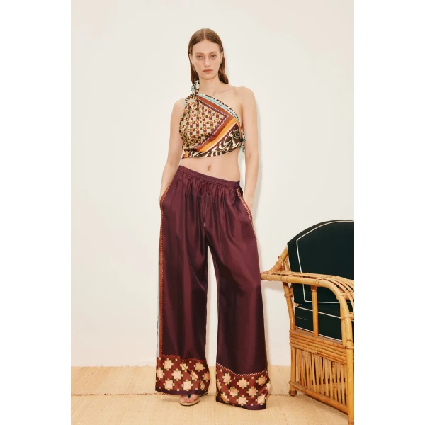 Alemais Wilson Silk Pant  Sustainable Pants with Alemais print - Coveti Australian Designer