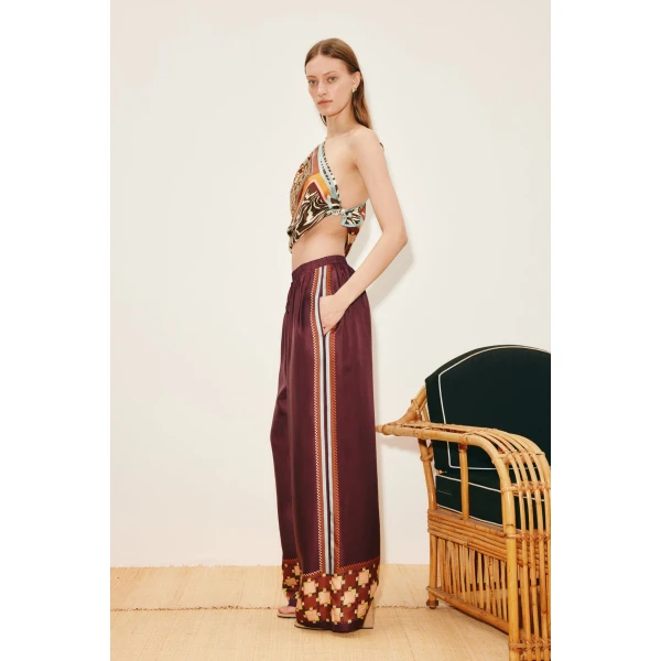 Alemais Wilson Silk Pant  Sustainable Pants with Alemais print - Coveti Australian Designer
