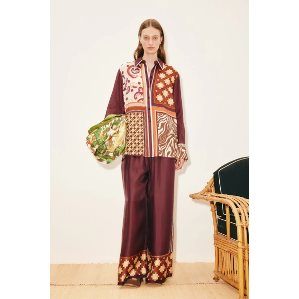 Alemais Wilson Silk Shirt  Sustainable Tops with Alemais print - Coveti Australian Designer
