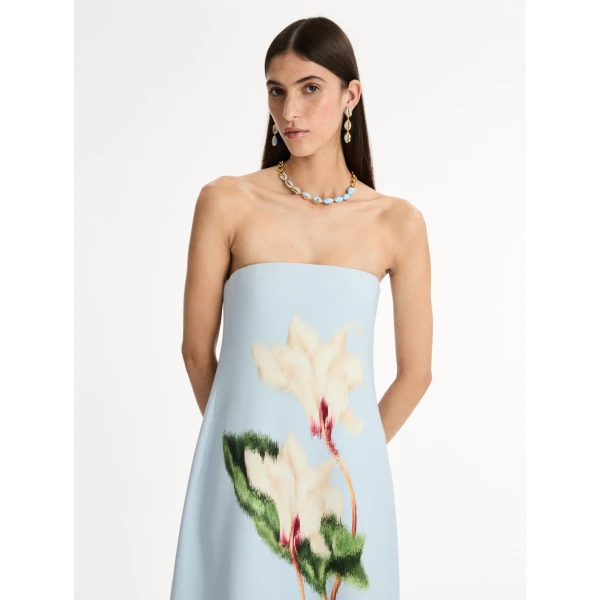 Oscar de la Renta Chiné Cyclamen Strapless Gown - Dresses - American Luxury Evening Wear at Coveti