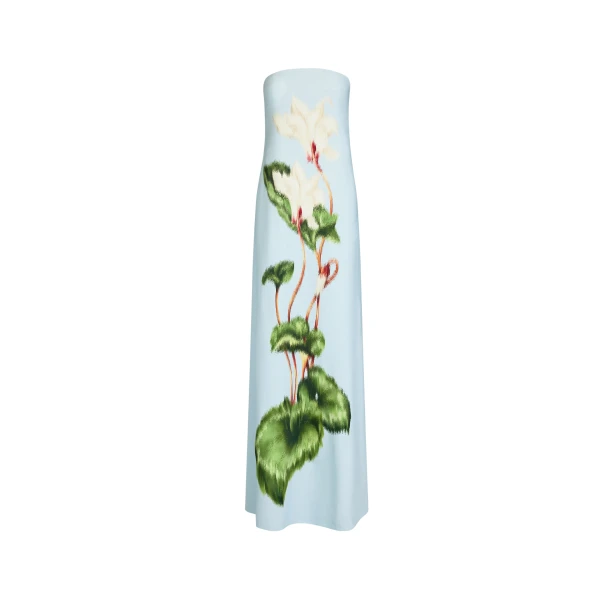 Oscar de la Renta Chiné Cyclamen Strapless Gown - Dresses - American Luxury Evening Wear at Coveti