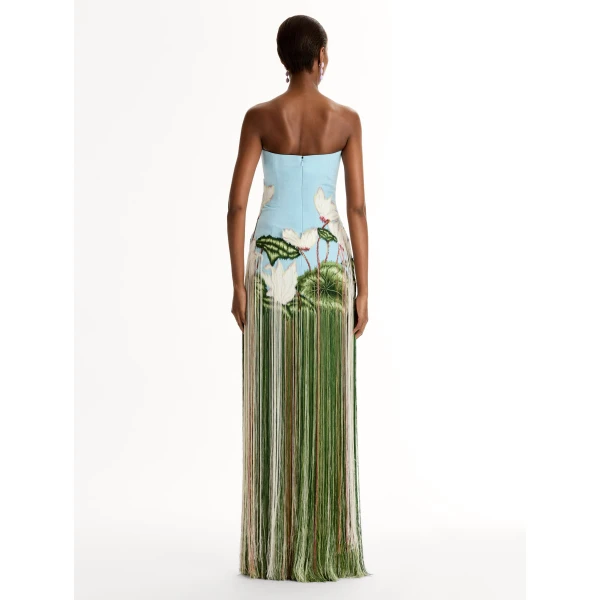 Oscar de la Renta Chiné Cyclamen Threadwork Fringe Gown - Dresses - American Luxury Evening Wear at Coveti
