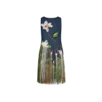 Oscar de la Renta Chiné Cyclamen Threadwork Fringe Shift Dress - Dresses - American Luxury Evening Wear at Coveti