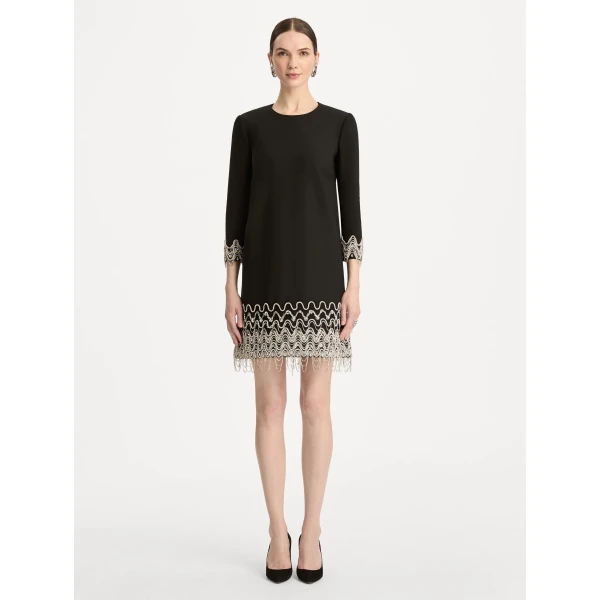 Oscar de la Renta Crystal Wave Embroidered Shift Dress - Dresses - American Luxury Evening Wear at Coveti