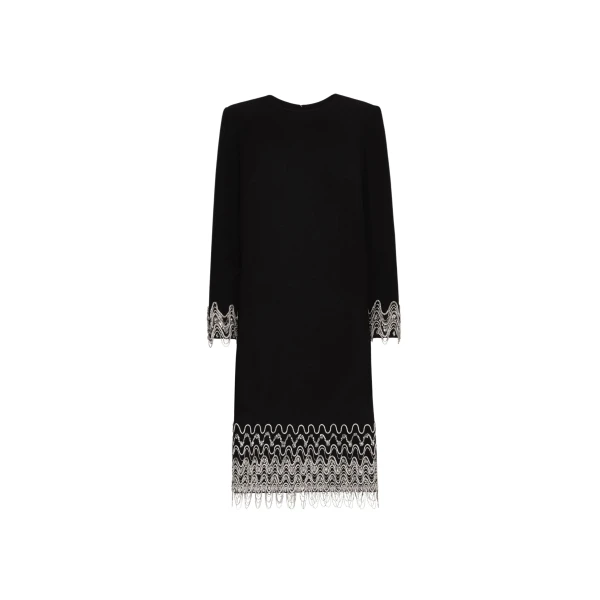 Oscar de la Renta Crystal Wave Embroidered Shift Dress - Dresses - American Luxury Evening Wear at Coveti