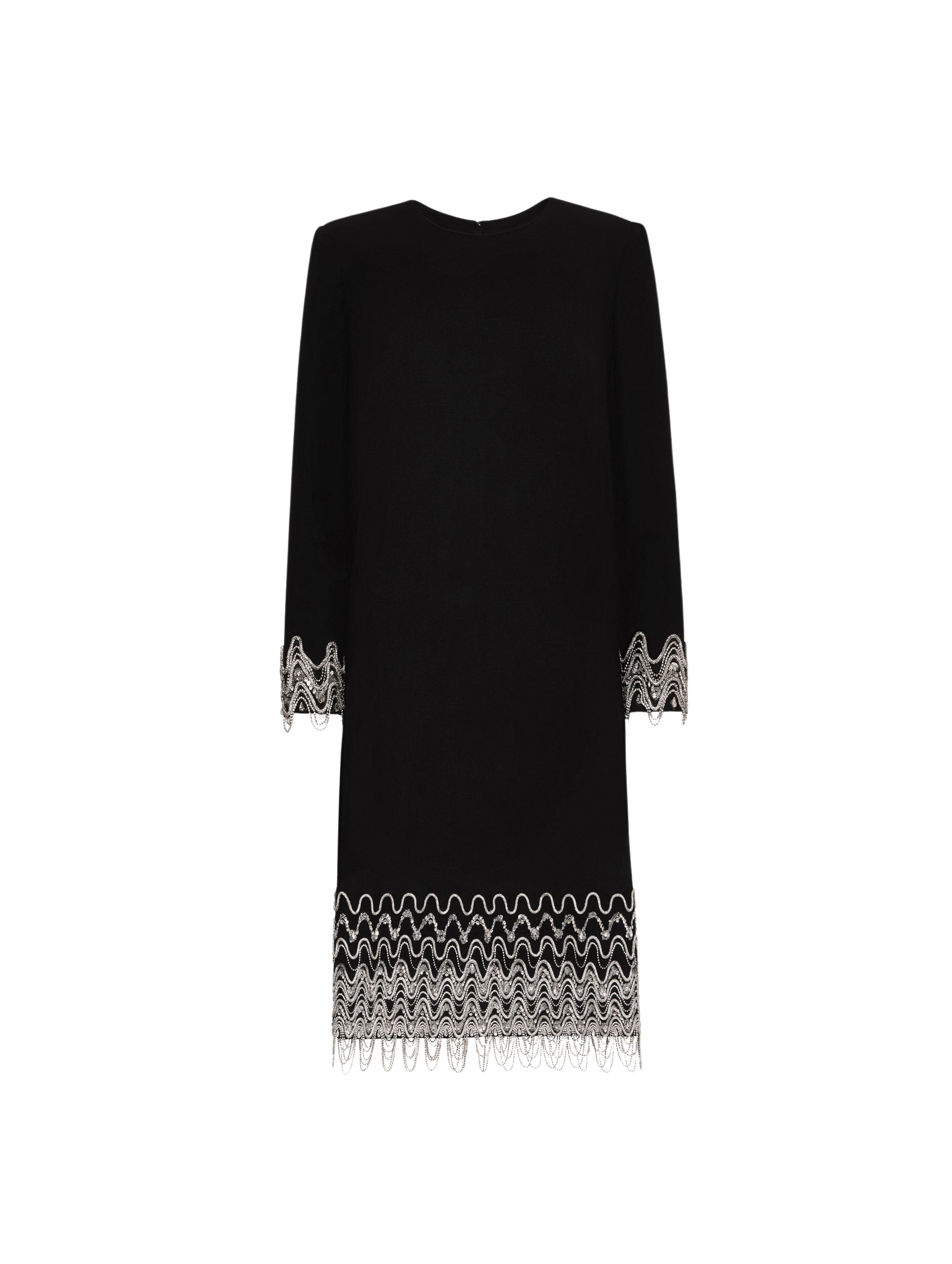 Oscar de la Renta Crystal Wave Embroidered Shift Dress