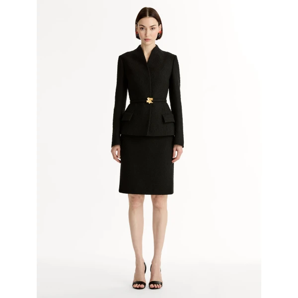 Oscar de la Renta Cyclamen Belt Tweed Jacket - Jackets - American Luxury Evening Wear at Coveti
