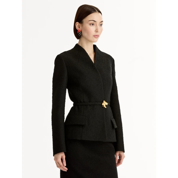 Oscar de la Renta Cyclamen Belt Tweed Jacket - Jackets - American Luxury Evening Wear at Coveti