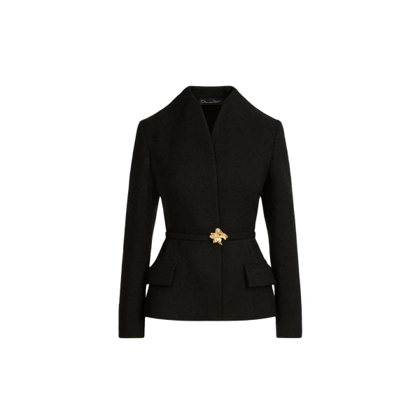 Oscar de la Renta Cyclamen Belt Tweed Jacket - Jackets - American Luxury Evening Wear at Coveti