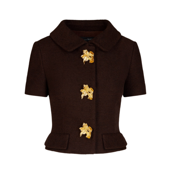 Oscar de la Renta Cyclamen Button Tweed Jacket - Jackets - American Luxury Evening Wear at Coveti