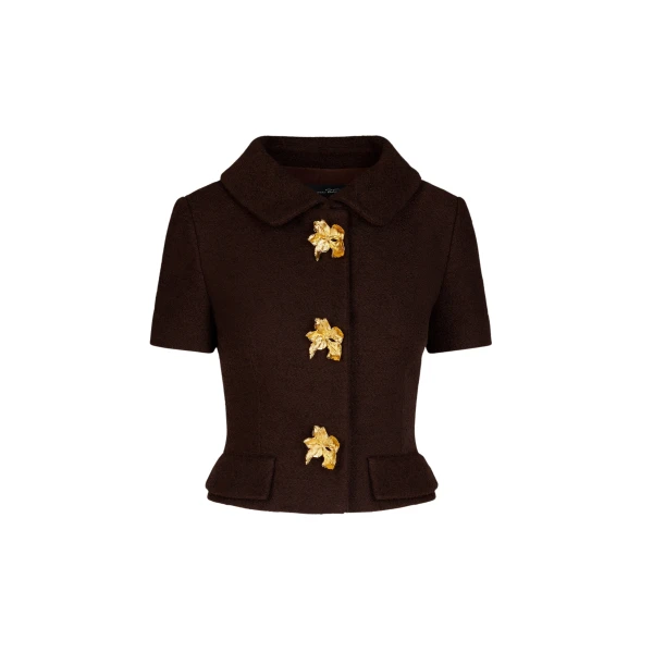 Oscar de la Renta Cyclamen Button Tweed Jacket - Jackets - American Luxury Evening Wear at Coveti