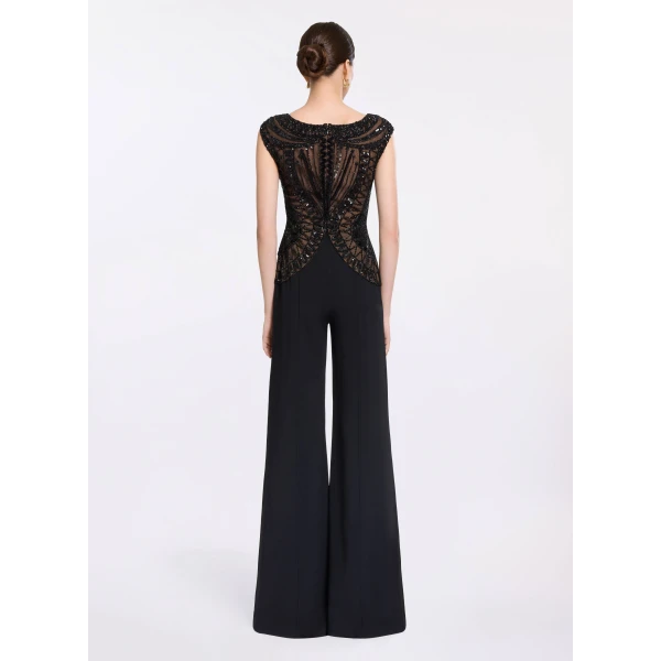 Elie Saab Bead Embroidered Cady Jumpsuit, view 3