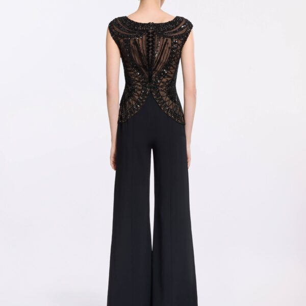 Elie Saab Bead Embroidered Cady Jumpsuit in Black featuring  – Luxury Designer Fashion at Coveti.