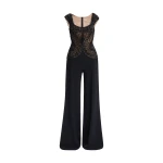 Elie Saab Bead Embroidered Cady Jumpsuit in Black featuring  – Luxury Designer Fashion at Coveti.