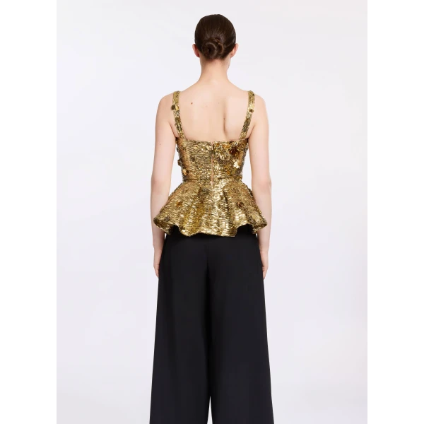 Elie Saab Bead Embroidered Peplum Top, view 3
