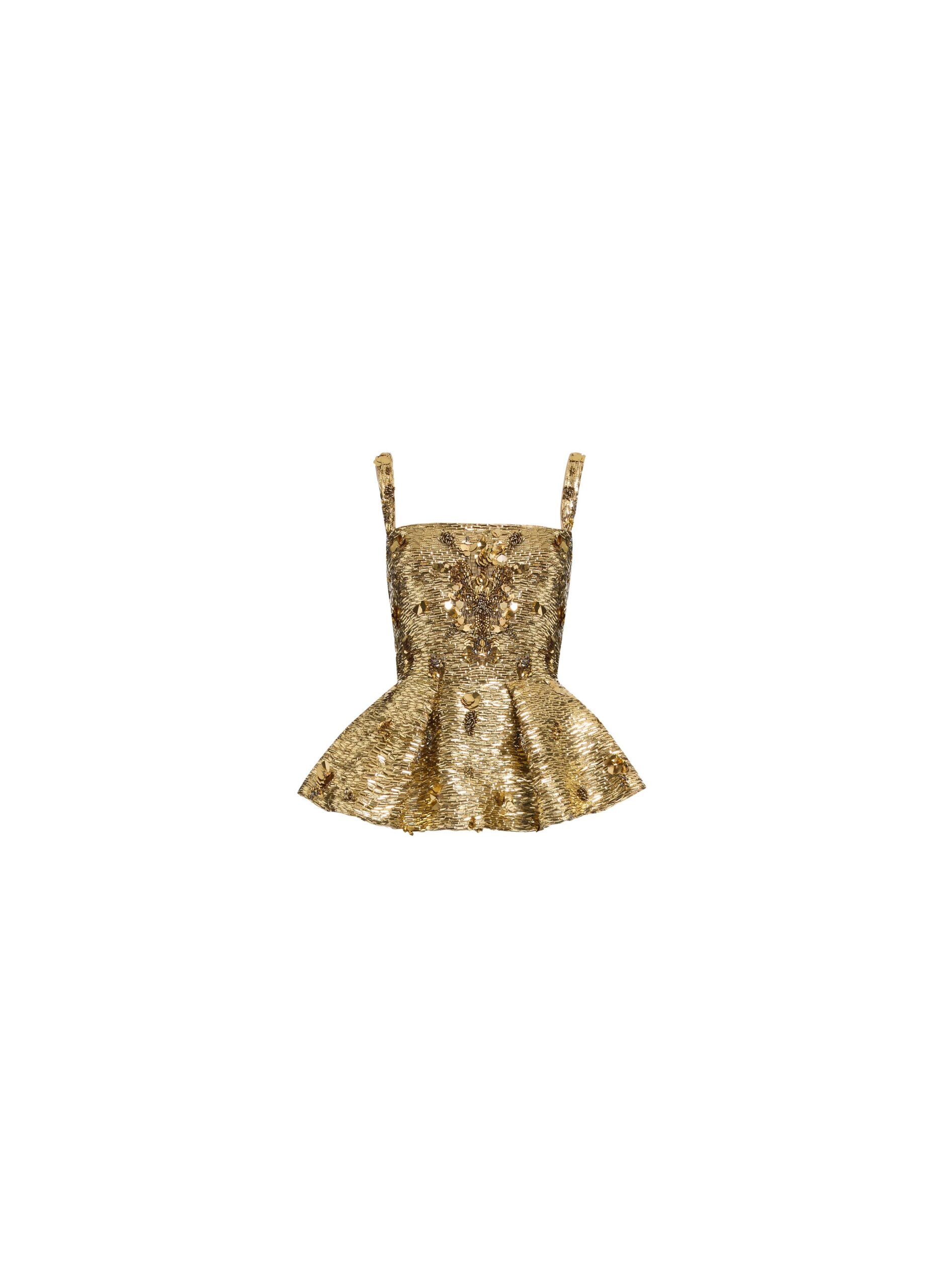Elie Saab Bead Embroidered Peplum Top Elie Saab Bead Embroidered Peplum Top in Gold featuring 35% Polyamide
