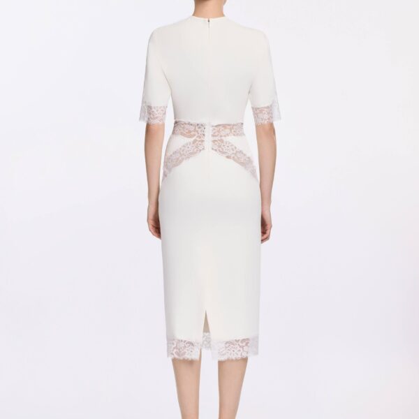 Elie Saab Cady And Lace Dress in White featuring  – Luxury Designer Fashion at Coveti.