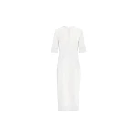 Elie Saab Cady And Lace Dress in White featuring  – Luxury Designer Fashion at Coveti.