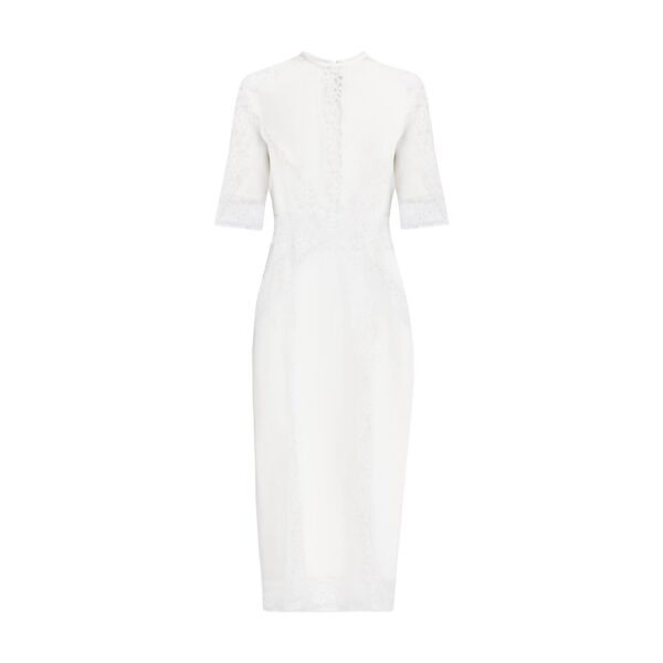 Elie Saab Cady And Lace Dress in White featuring  – Luxury Designer Fashion at Coveti.