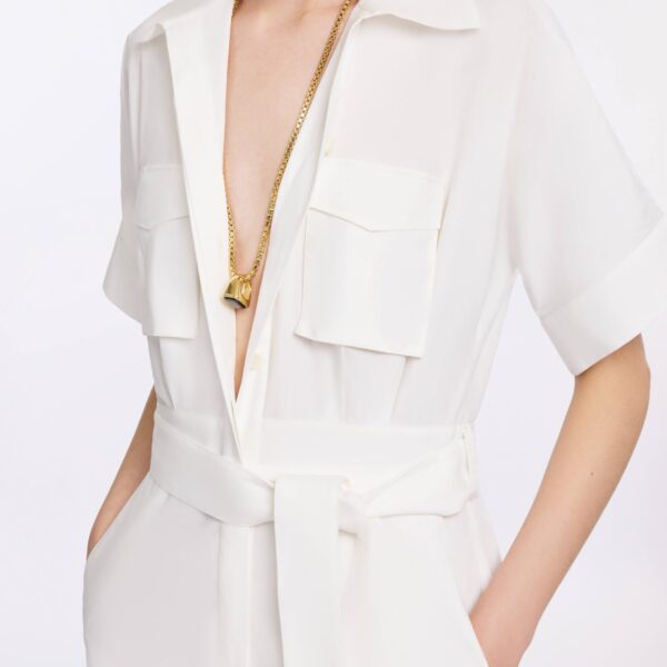 Elie Saab Cotton Jumpsuit in White featuring 100% Cotton – Luxury Designer Fashion at Coveti.