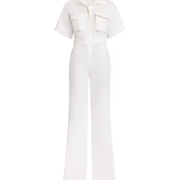 Elie Saab Cotton Jumpsuit in White featuring 100% Cotton – Luxury Designer Fashion at Coveti.