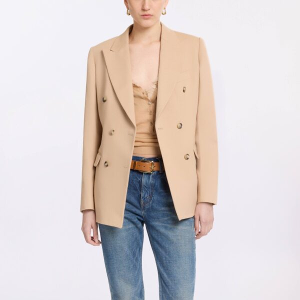 Elie Saab Drill Blazer in Brown featuring  – Luxury Designer Fashion at Coveti.