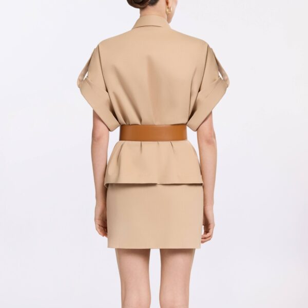 Elie Saab Drill Shirt in Brown featuring  – Luxury Designer Fashion at Coveti.