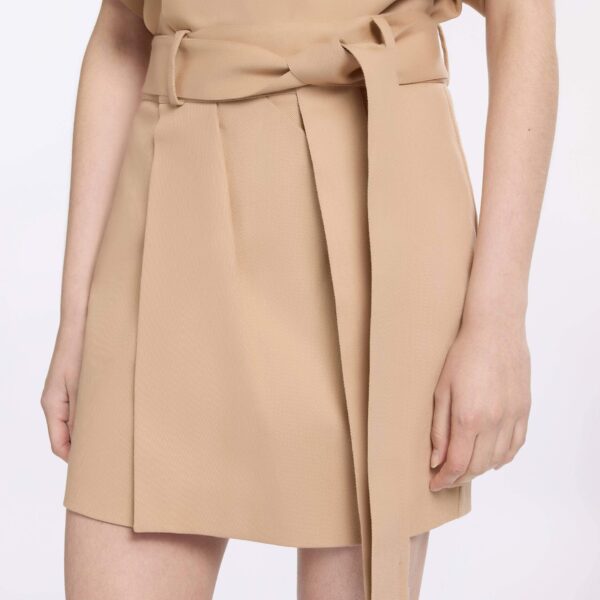 Elie Saab Drill Skirt in Brown featuring 57% Polyester