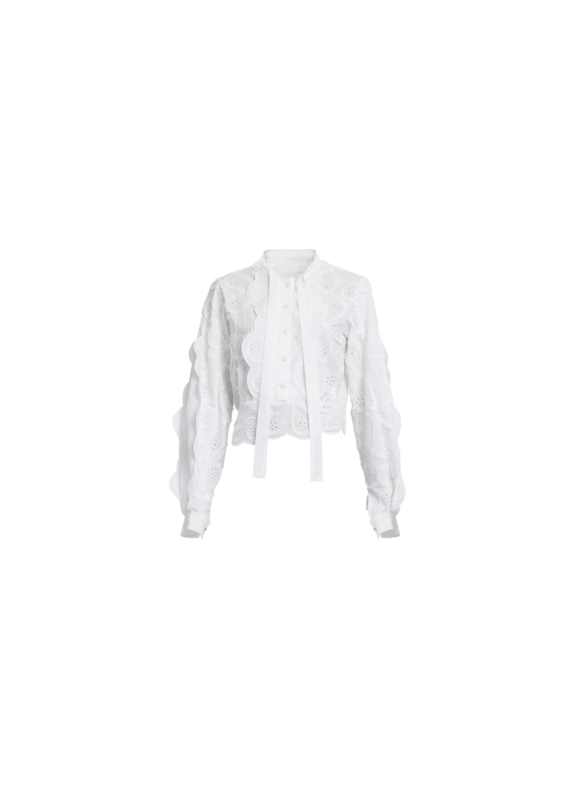 Elie Saab Embroidered Cotton Blouse Elie Saab Embroidered Cotton Blouse in White featuring 55% Polyester