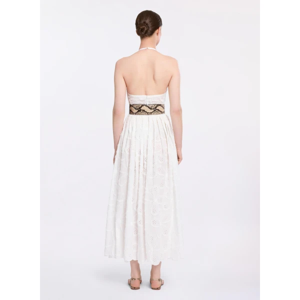Elie Saab Embroidered Cotton Midi Dress, view 3