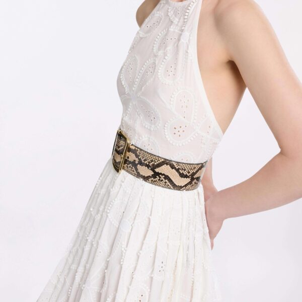 Elie Saab Embroidered Cotton Midi Dress in White featuring 55% Cotton