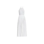 Elie Saab Embroidered Cotton Midi Dress in White featuring 55% Cotton