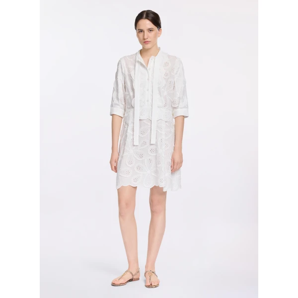 Elie Saab Embroidered Cotton Short Dress, view 2