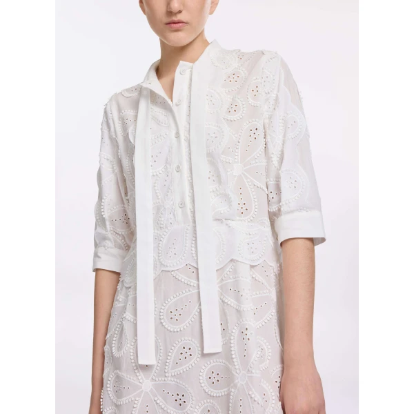 Elie Saab Embroidered Cotton Short Dress, view 5
