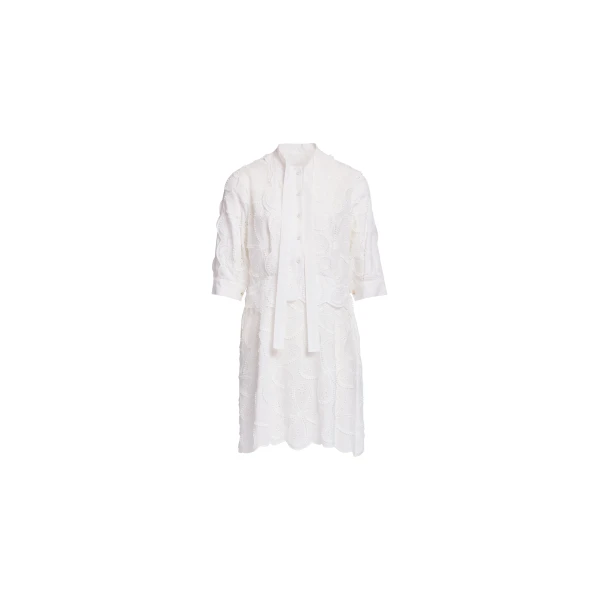 Elie Saab Embroidered Cotton Short Dress
