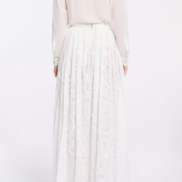 Elie Saab Embroidered Cotton Skirt in White featuring 55% Cotton