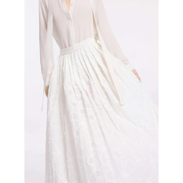 Elie Saab Embroidered Cotton Skirt, view 4