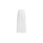 Elie Saab Embroidered Cotton Skirt in White featuring 55% Cotton
