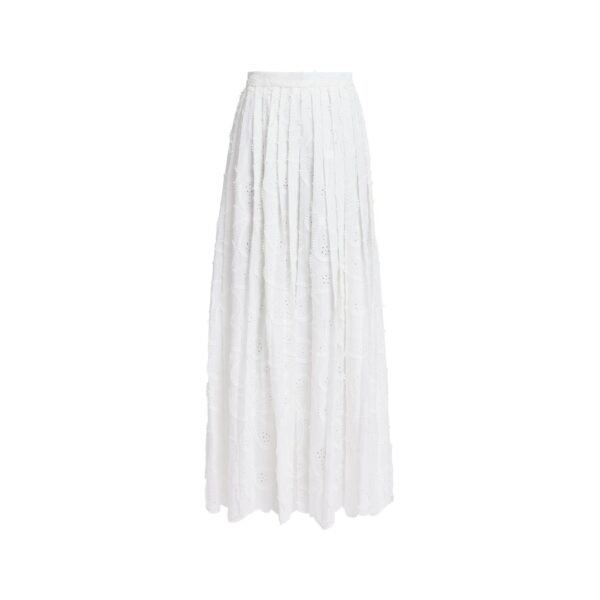 Elie Saab Embroidered Cotton Skirt in White featuring 55% Cotton