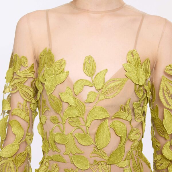 Elie Saab Embroidered Tulle Dress in Green featuring  – Luxury Designer Fashion at Coveti.