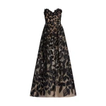 Elie Saab Embroidered Tulle Gown in Black featuring 30% Polyamide