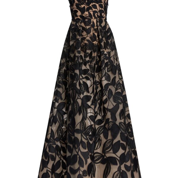 Elie Saab Embroidered Tulle Gown in Black featuring 30% Polyamide