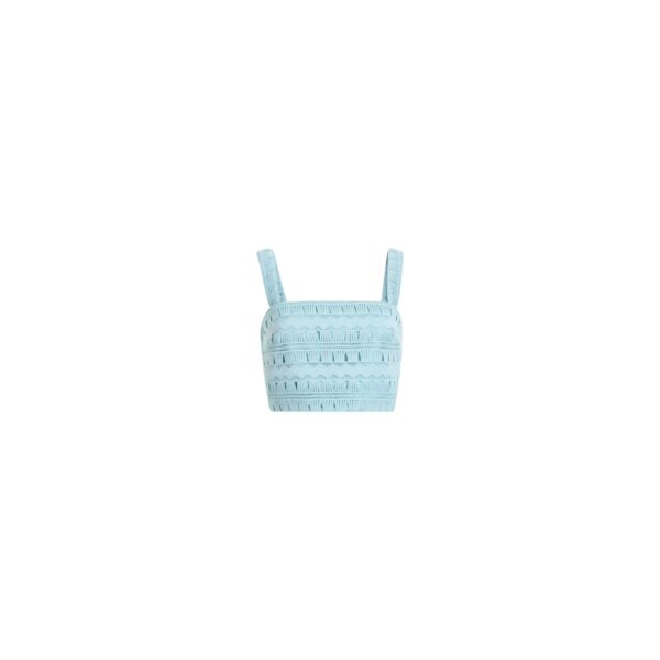 Elie Saab Macramé Crop Top in Blue featuring  – Luxury Designer Fashion at Coveti.