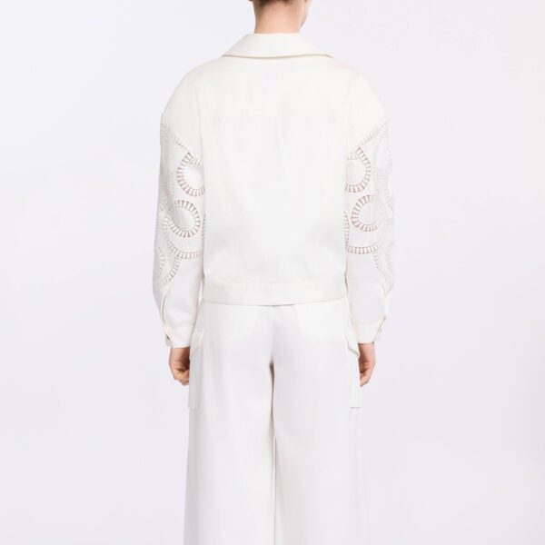 Elie Saab Macramé Embroidered Drill Jacket in White featuring  – Luxury Designer Fashion at Coveti.