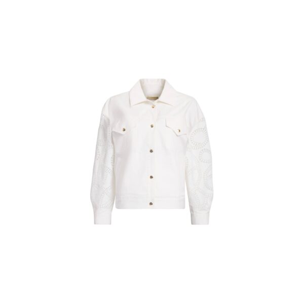 Elie Saab Macramé Embroidered Drill Jacket in White featuring  – Luxury Designer Fashion at Coveti.