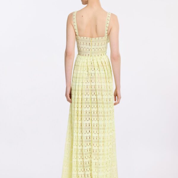 Elie Saab Macramé Long Dress in Yellow featuring 60% Polyester