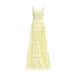 Elie Saab Macramé Long Dress in Yellow featuring 60% Polyester
