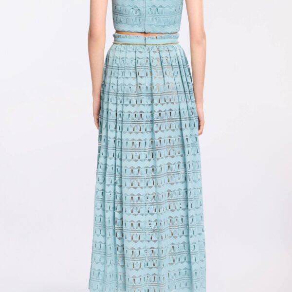 Elie Saab Macramé Skirt in Blue featuring  – Luxury Designer Fashion at Coveti.